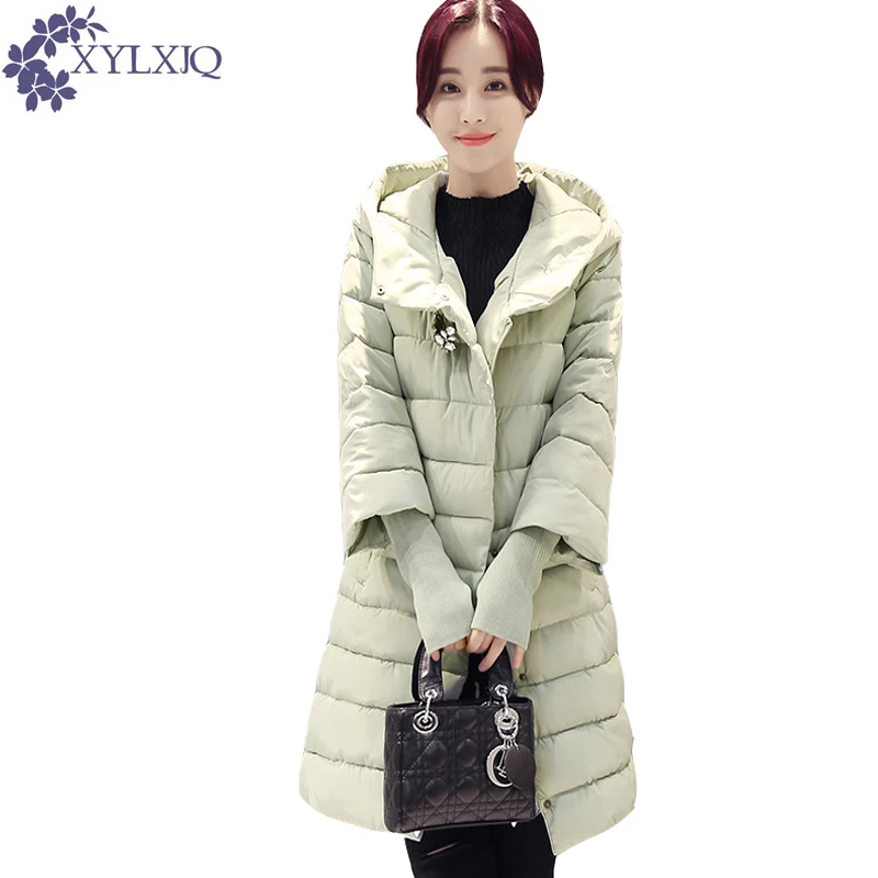 

XYLXJQ Fashion 2017 Cotton Padded Women Jacket Winter European Hot Sale Coat Slim Jackets Hooded Parkas Warm Outerwear HD050