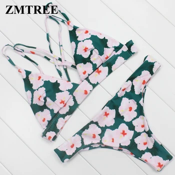 

ZMTREE Bikini Swimwear 2017 Swimsuit Bandage Maillot De Bain Woman Beachwear Bathing Suit Floral Print Bikini Set Biquini Femme