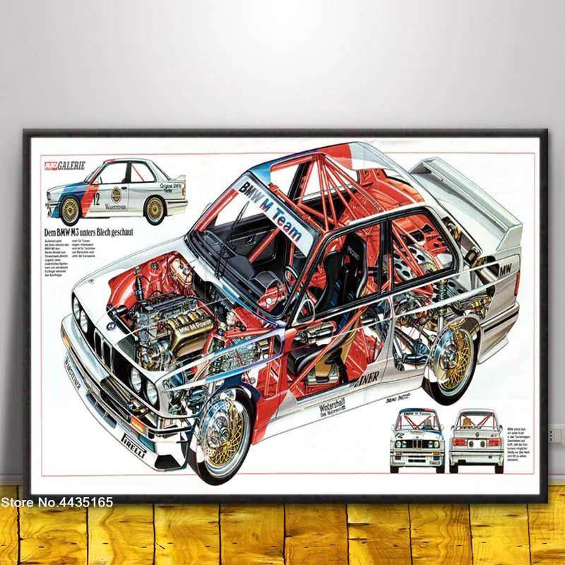 M3 E30 Series Super Racing Car Art Silk Poster 13x27 24x50inches BMW 