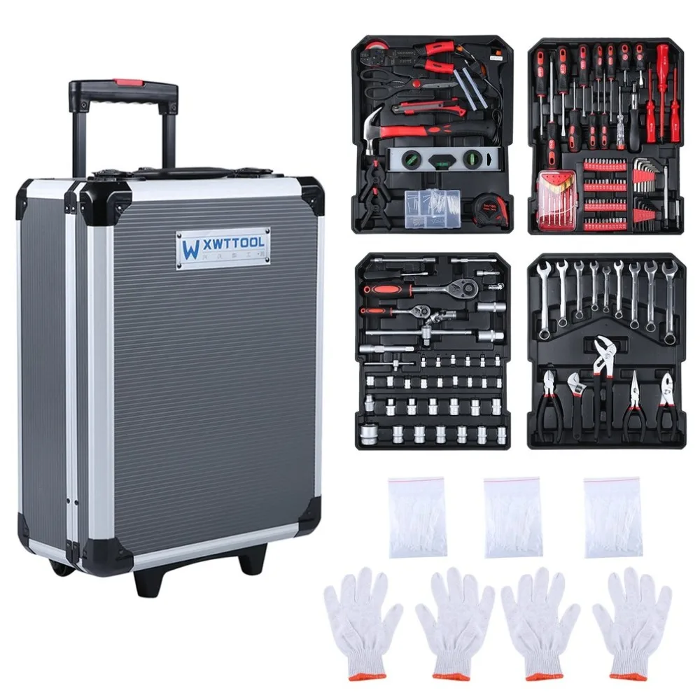 

999Pcs Multifunctional Aluminum Alloy Trolley Case Home Auto Repair Car Care Maintenance Tool Set Workshop Equipment