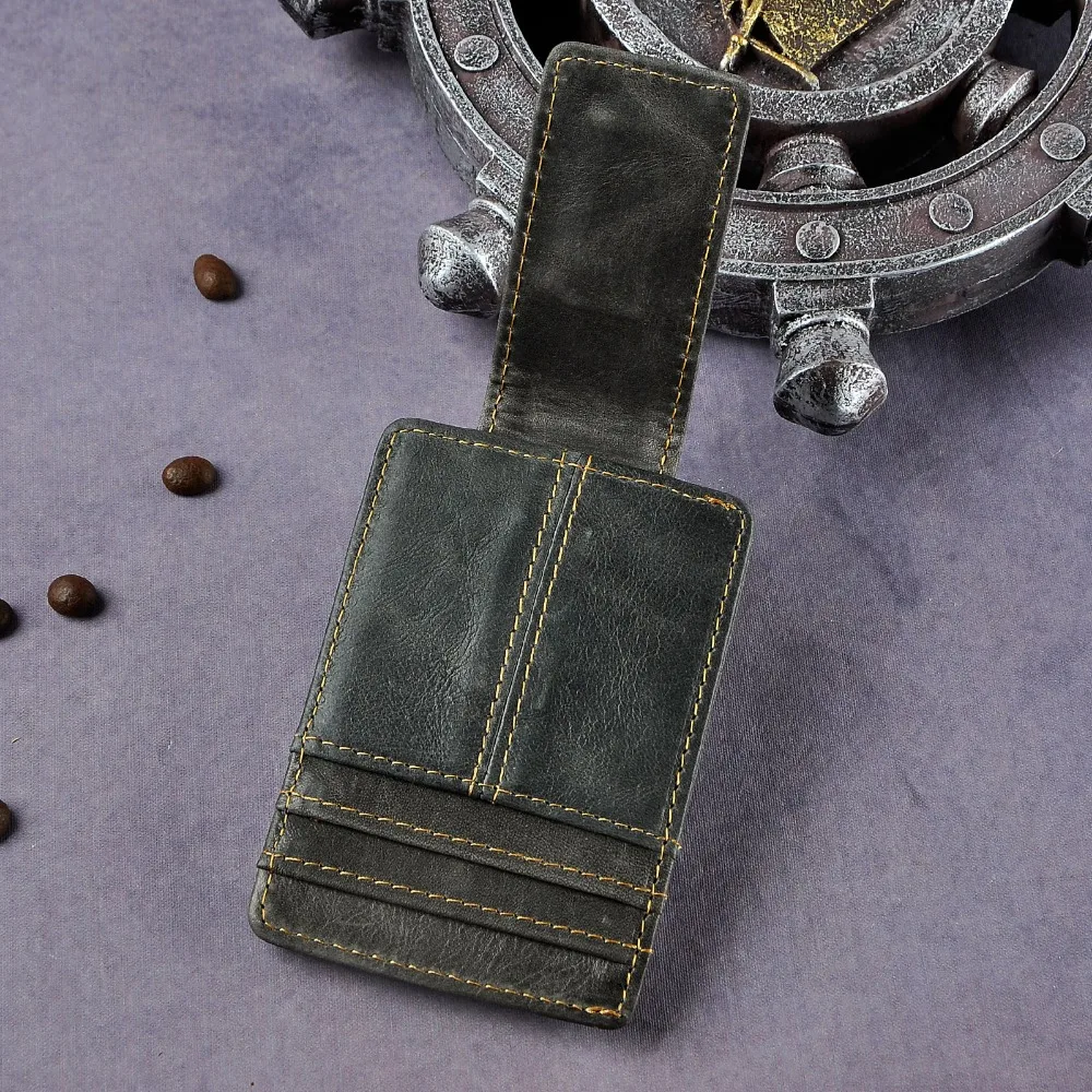 Male Quality Leather Designer Fashion Travel Slim Wallet Front Pocket Magnetic Money Clip Mini Card Case Purse For Men 1017-G