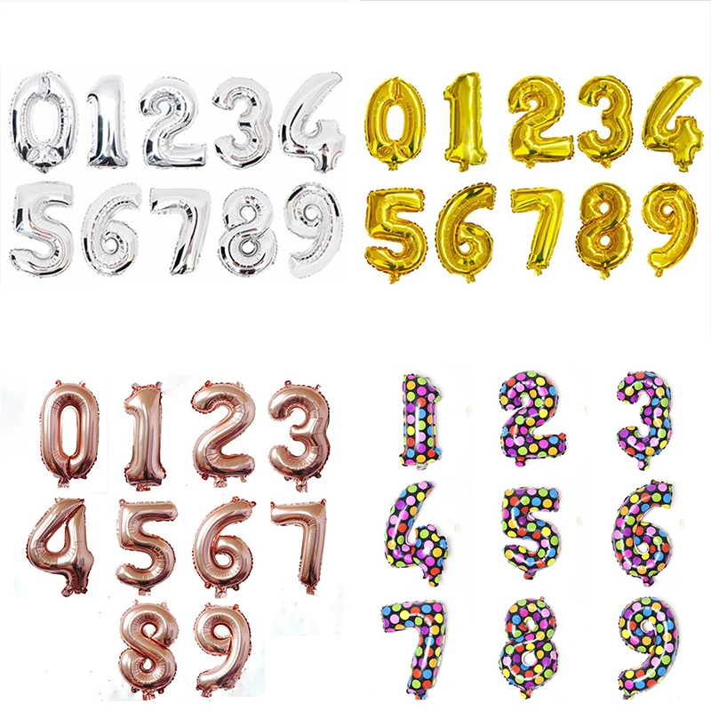 

1pc 16inch Rose Gold Silver Aluminium Foil Number Balloons 0-9 Birthday Wedding Engagement Party Decor Globo Kids Ball Supplies