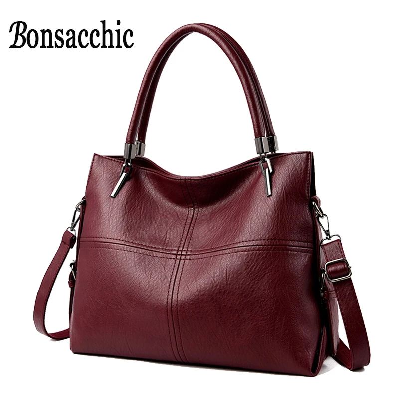 

Soft Leather Ladies Hand Bag Luxury Handbags Women Black Bags Designer Patchwork Shoulder Crossbody Bag 2019 Winter Fashion Tote
