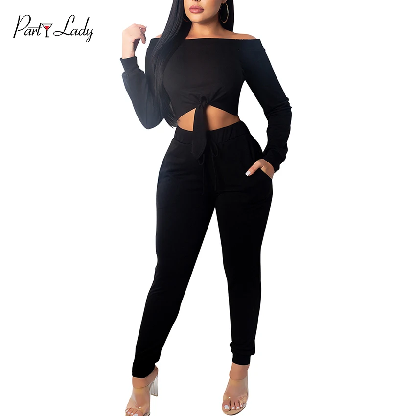 Party Lady 2018 Party Club Jumpsuits For Women Autumn Winter Solid Color Rompers Sexy Slash Neck Fashion Girls Jumpsuit -E