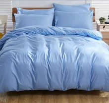 Free shipping blue 4pcs Solid color bedding bedding bag home textile 4 is 1.5 1.8 m single sheet three-piece wool