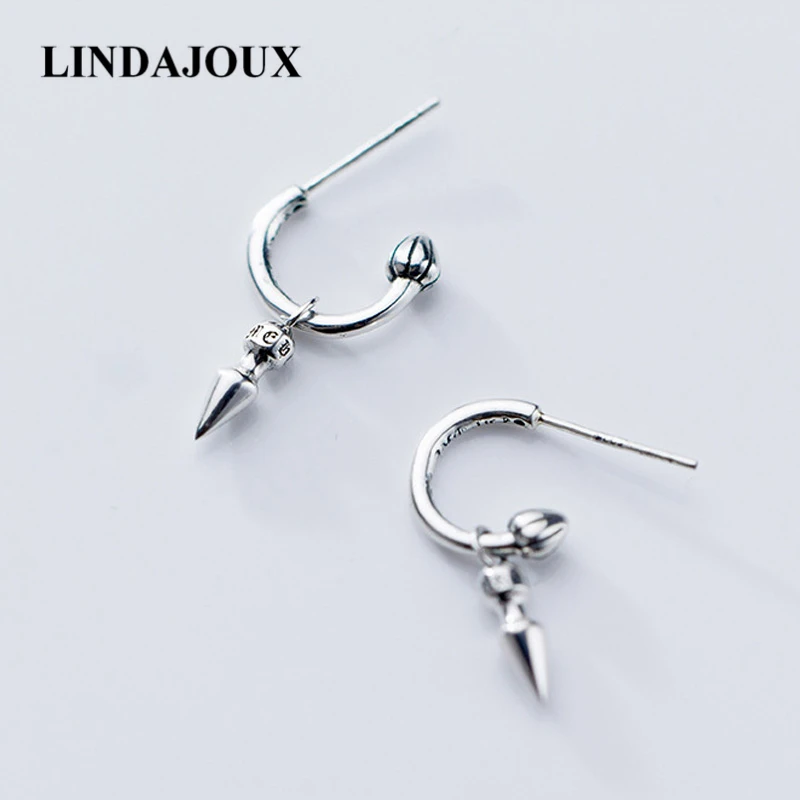 

LINDAJOUX 925 Sterling Silver Triangle Charm Stud Earrings For Women Vintage SStuds Earring Dropship