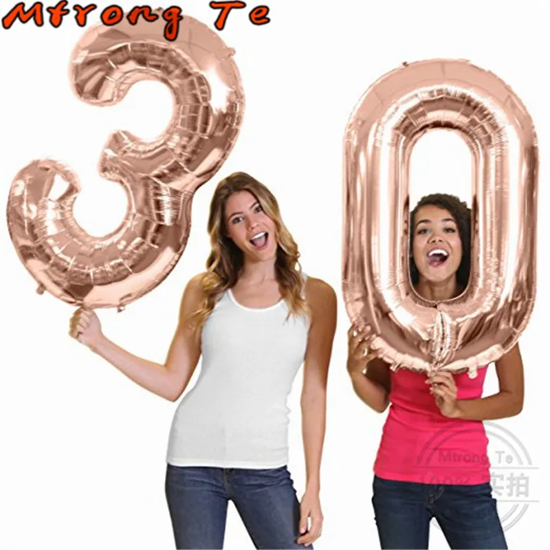 2 шт 30/40 дюймовые шары с гелием из розовой фольги с цифрами 18, 20, 25, 30, 50 лет, аксессуары для украшения дня рождения для взрослых