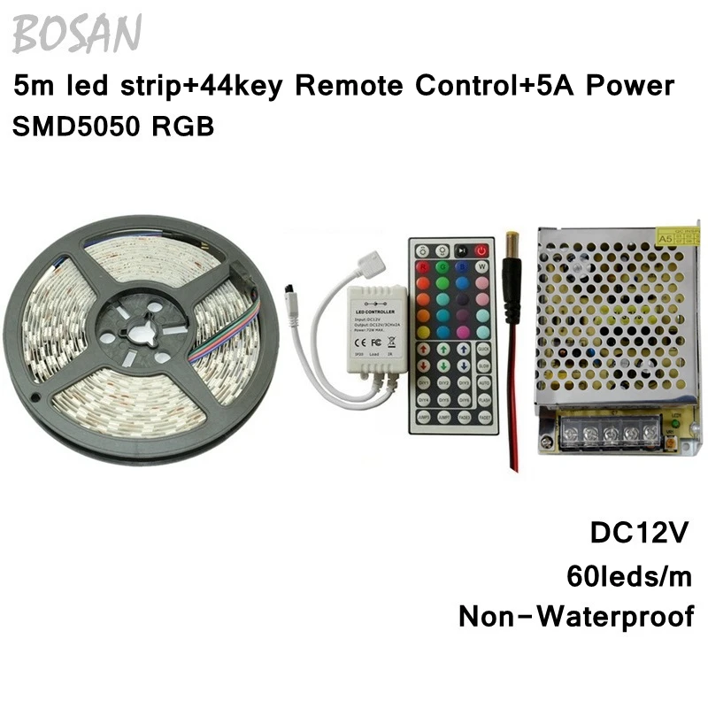 RGB Led Strip 5M 300Leds Non waterproof RGB Flexible Light 5050 DC12V 60Leds/M Strip Light Led Ribbon Tape Home Decoration Lamp RGB Led Strip 5M 300Leds Non waterproof RGB Flexible Light 5050 DC12V 60Leds/M Strip Light Led Ribbon Tape Home Decoration Lamp