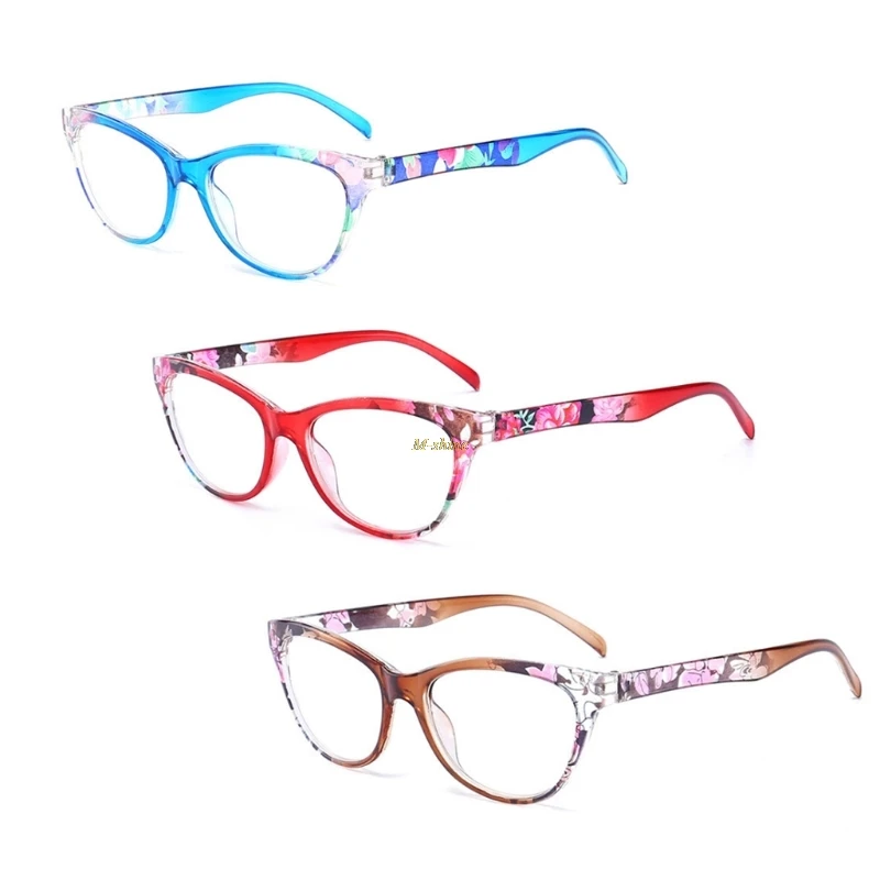 

2018 Exquisite Fashion Women Cat Eye Reading Glasses Vintage Reader Fashion Flower Print +1.0-+4.0 Convenient A31_18