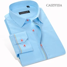 Caiziyijia конструктор с длинным рукавом Для мужчин платье рубашка хлопок плед Camisa Masculina Slim Fit модная брендовая одежда