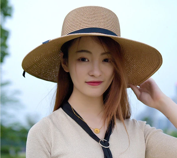 Женская летняя соломенная шляпа с большими широкими полями, складная шляпа для отдыха, Панама, пляжная шляпа от солнца с защитой от УФ излучения, пляжные солнцезащитные шляпы для женщин-in Женские шляпы солнца from Аксессуары для одежды on AliExpress 