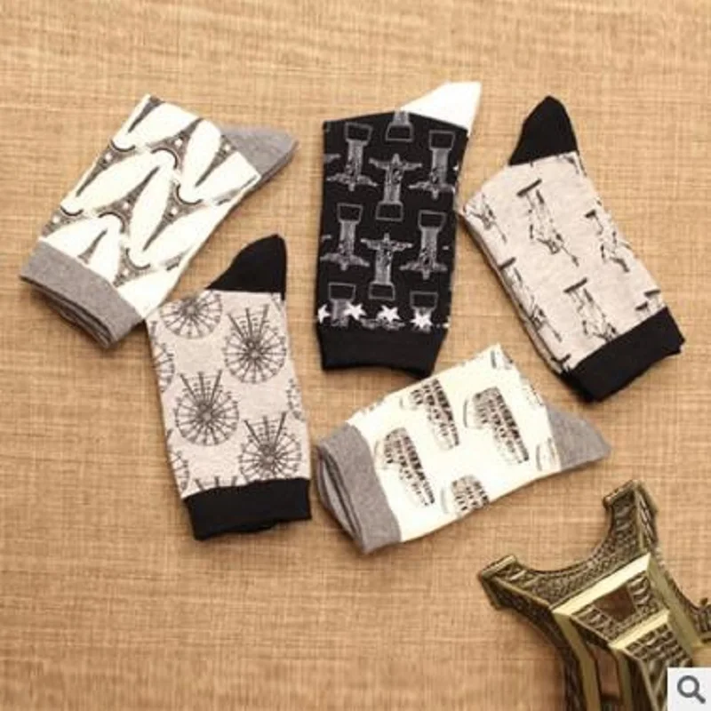 2018 Черный и белый цвета Европейский стиль Мужская трубки Повседневные носки