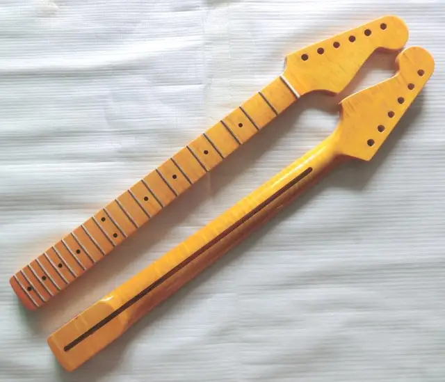 Best price at $140 Cheap 22 Fret Tiger flame Canadian maple Electric Guitar Neck Wholesale Guitar Parts guitarra musical instruments accessories