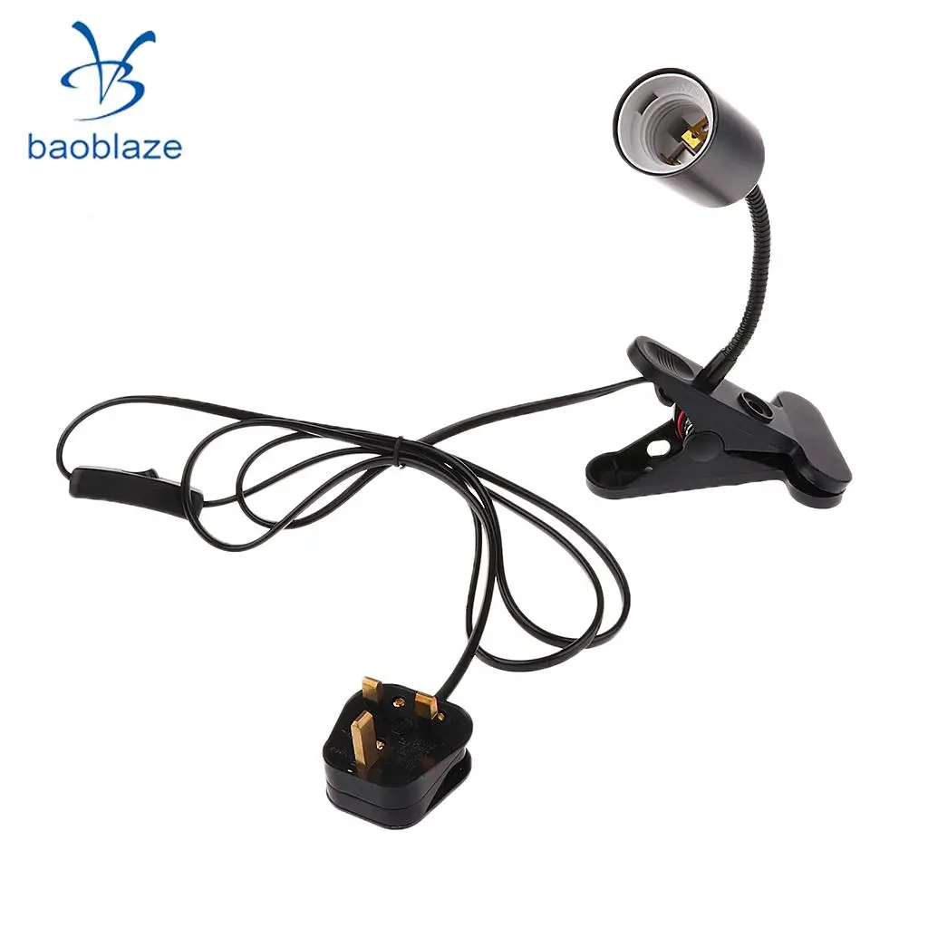 PetsOla 2pcs E27 Flexible Reptile Amphibian Lamp Holder Ceramic Heat Light Bulb Holder for Turtle Lizard FrogTortoise, UK Plug