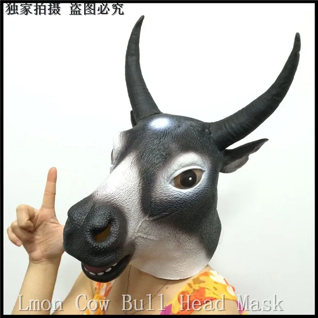 

Halloween Mascaras Cosplay Horse Mask Cow Latex Masks Horse Head Mask Adults Full Face Lovely Animal Cow bull Mask in stock