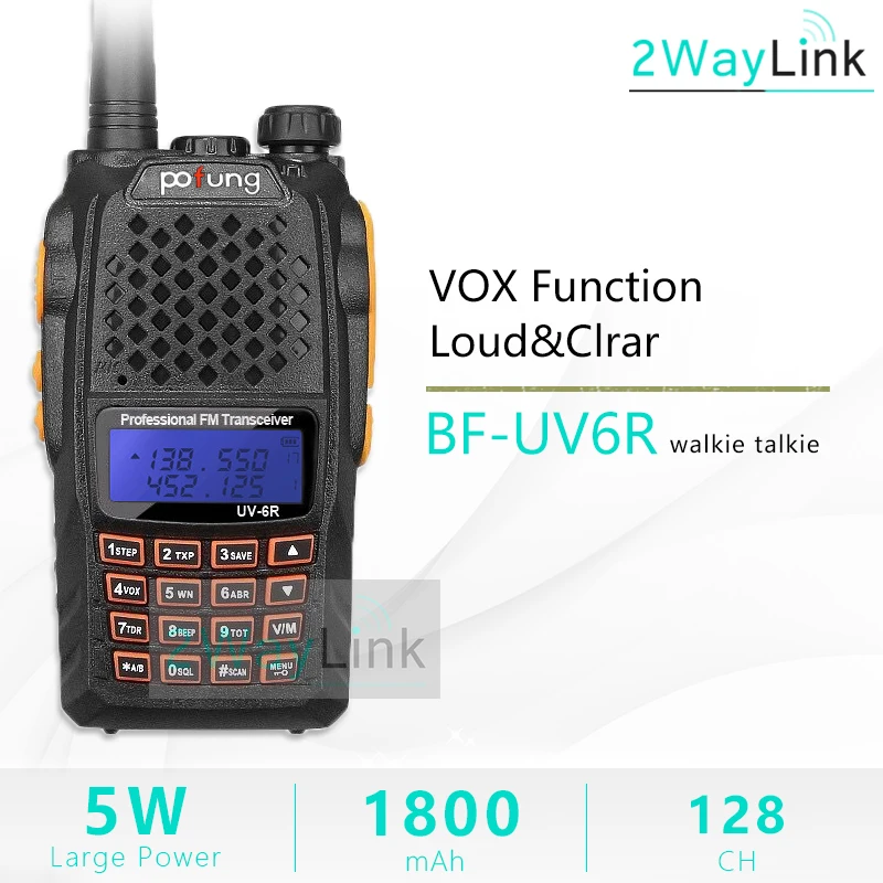 OriginalBaofeng UV-6R портативной двухдиапазонный УКВ Военная уровень двухстороннее радио трансивер для безопасности, гостиница, ветчины Pofung UV-6R UV6R