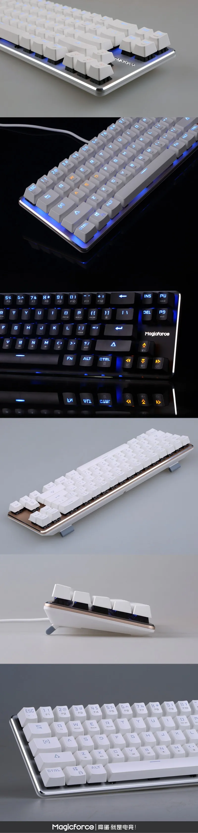 Magicforce Smart 68 клавиш с подсветкой антипривидение USB Механическая игровая клавиатура алюминиевый сплав Kailh MX Синий/Черный переключатели Двойной PCB