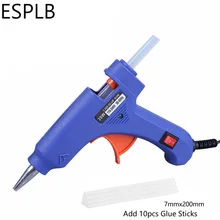  ESPLB 20W Mini Glue Gun Hot Melt Thermo Electric Heat Temperature Glue Gun with 2pcs/10pcs/20pcs 7mmx200mm Glue Sticks 