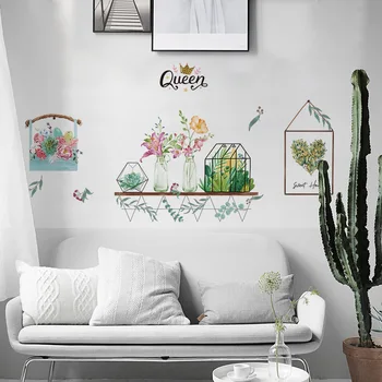

Fresh plant wall stickers bedside stickers living room decoration renovation wall removable and easy to paste