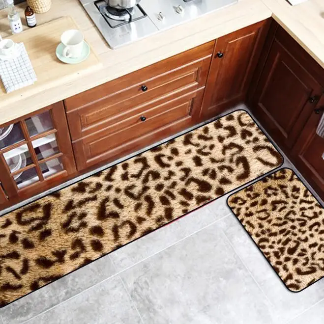 

Simulated Animal Skin Pattern Anti-Slip Kitchen Mat Tiger Leopard Long Bath Carpet Entrance Doormat Tapete Bedroom Floor Mats