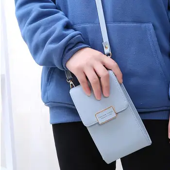 

PinShang Women Simple Solid Color Leather Wallet Fashion Zipper Single-shoulder Bag