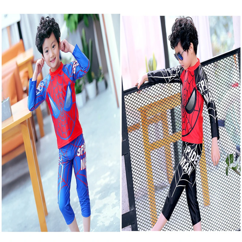 Halloween Black Spiderman Cosplay Costume Summer children's bathing