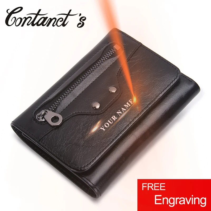 Trifold Для мужчин и Для женщин бумажник из 100% натуральной кожи маленькие кошельки для монет