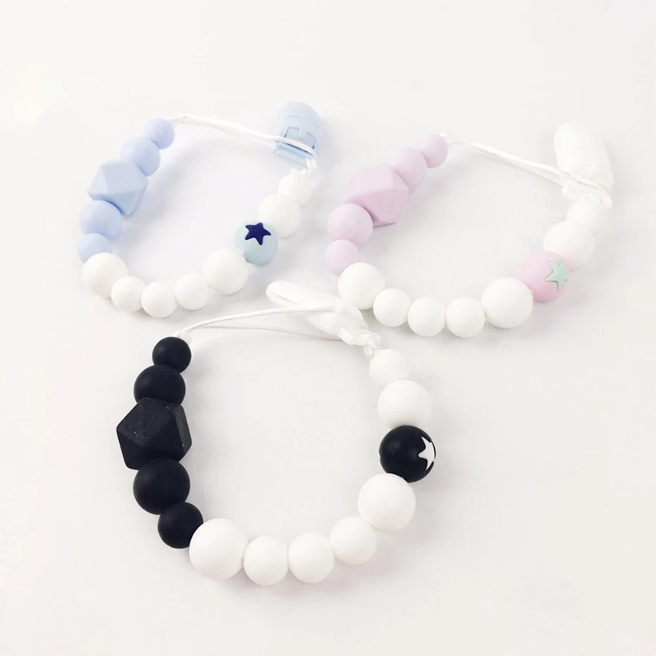 

Bite Bites Baby Teether Silicone Geometry Silicone Nursing Bracelet Sensory Chewing Toy Pacifier Holder Organic Teether