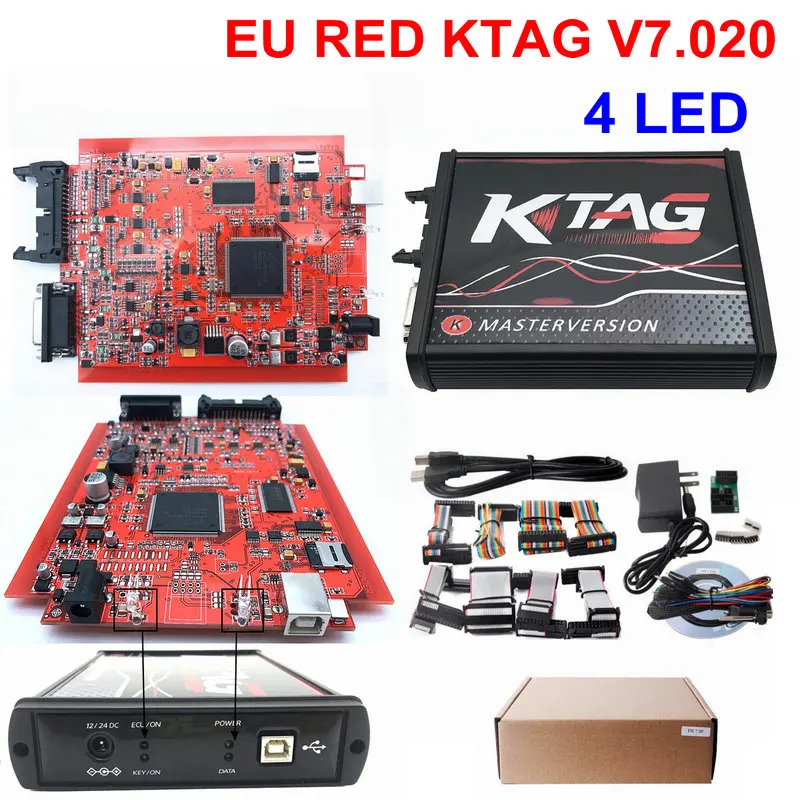 Онлайн V2.47 ЕС красный Kess V5.017 OBD2 менеджер Тюнинг Комплект KTAG V7.020 4 светодиодный Kess V2 5,017 BDM Рамка K-TAG 7,020 ECU программист - Цвет: KTAG V7.020 RED 4LED