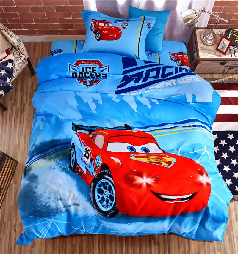 Us 60 19 14 Off Blue Disney Lightning Mcqueen Car Covers Bedding Sets Boys Bedspreads Polyester Woven Bedroom Decor Single Twin Full Queen Size In
