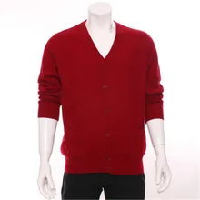 Высококачественный коза, кашемир argyle полосатый вязаный мужской модный умный Повседневный Кардиган свитер красный 2 цвета S-2XL