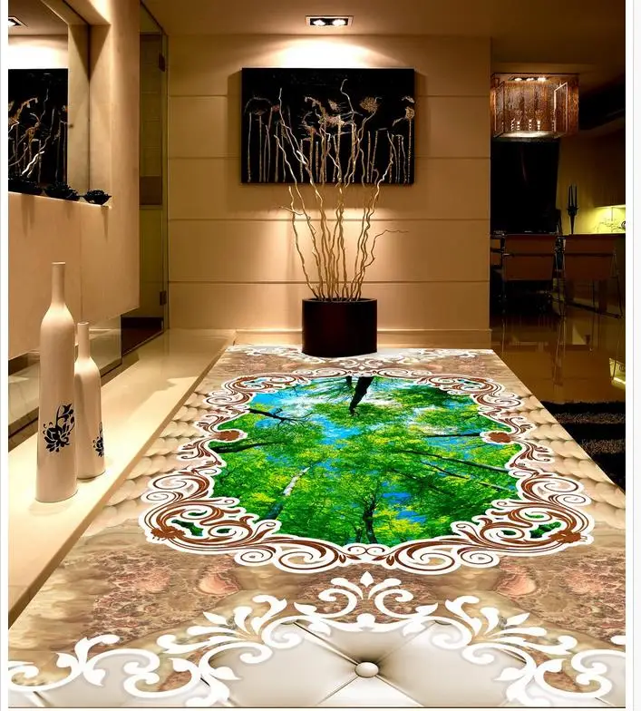 3D Floor Custom Photo Floor 3D Wallpaper Modern Art Marble Cobblestone