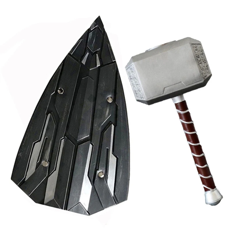 

1:1 Thor Hammer Avengers Thor's Hammer Black Panther Shield Cosplay Weapons Model Movie Role Playing PU Material Toy Kid Gift