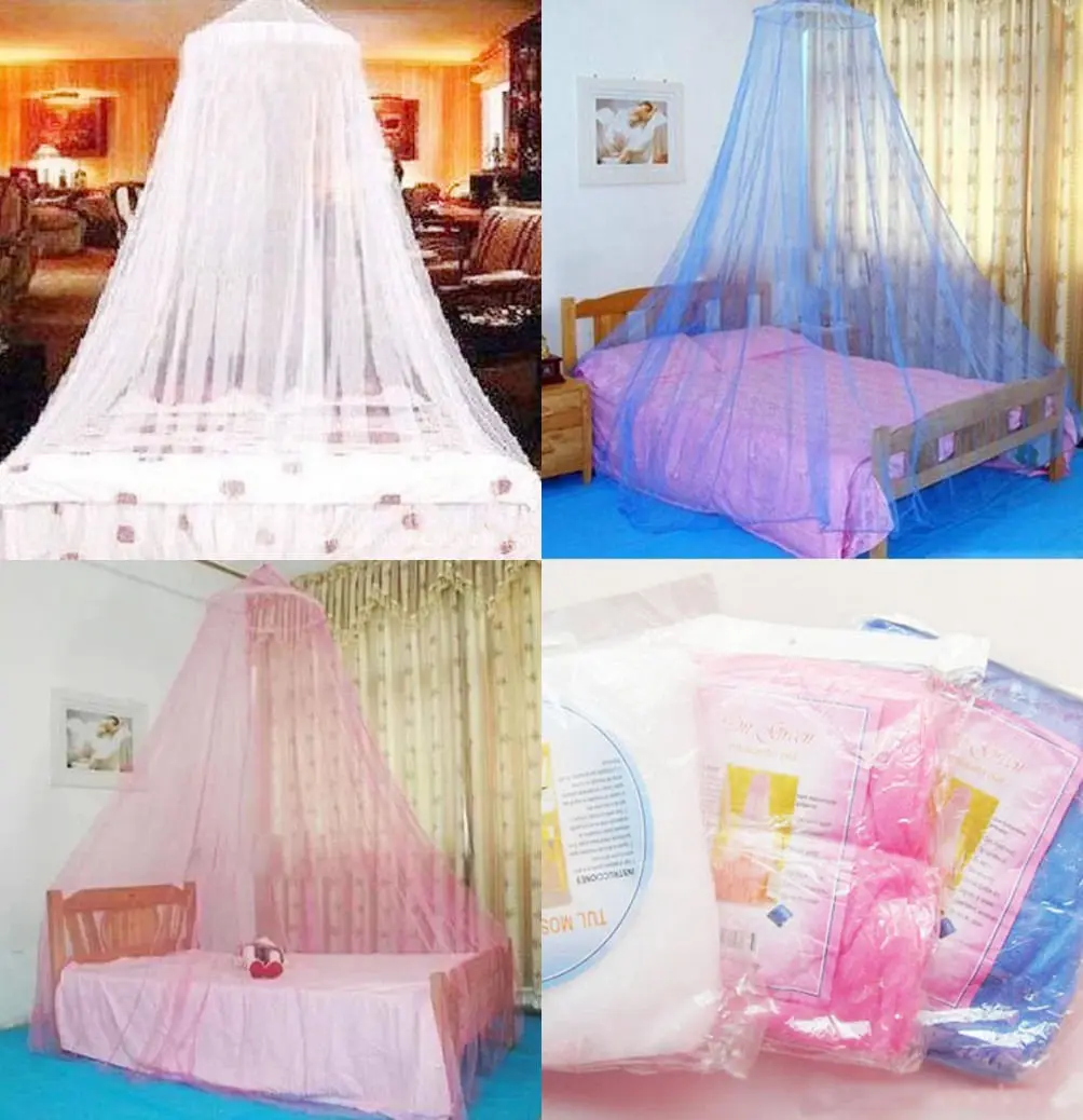Elegant Lace Bed Mosquito Netting Mesh Canopy Princess Round Dome