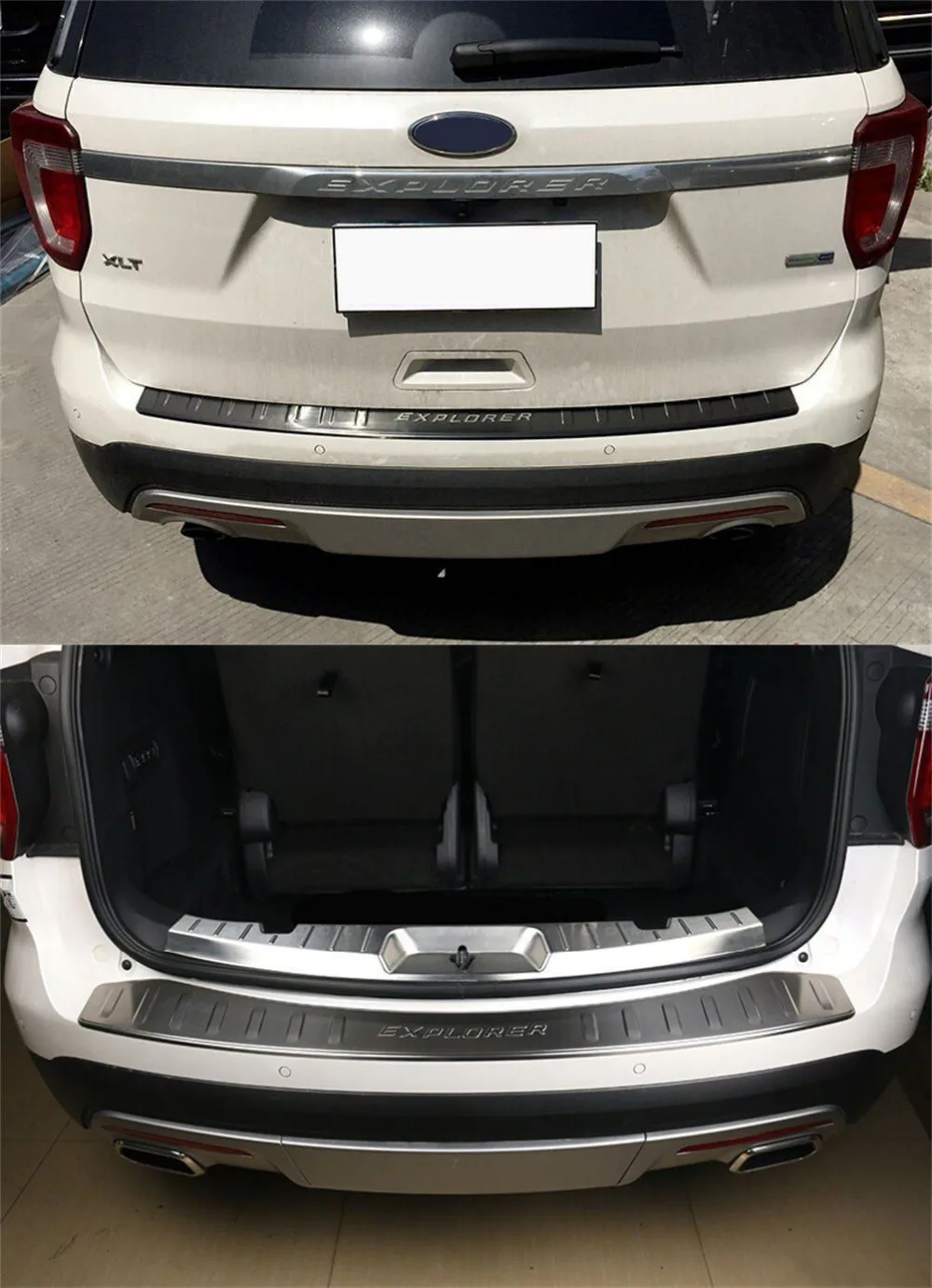 

For Ford Explorer 2016-2019 Steel Outside Rear Bumper Protector Sill Plate Cover
