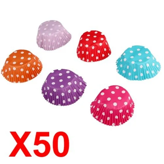 50 X Spotty Dots Muffin Cupcake Paper Cases Liners Cups | Инструменты