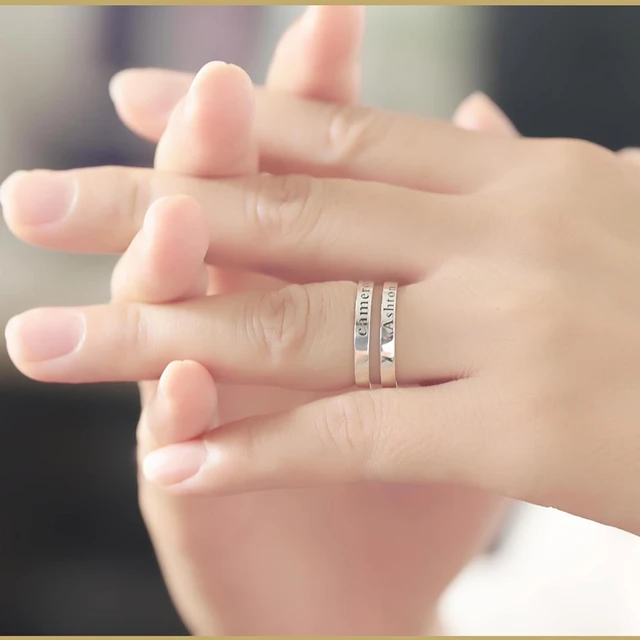 Silver Alphabet Name Ring For Girls And Women