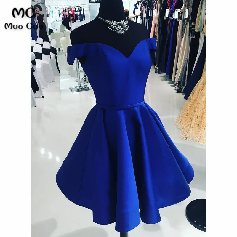 Off the Shoulder Homecoming Dresses Cheap Royal Blue Short Prom Dress
