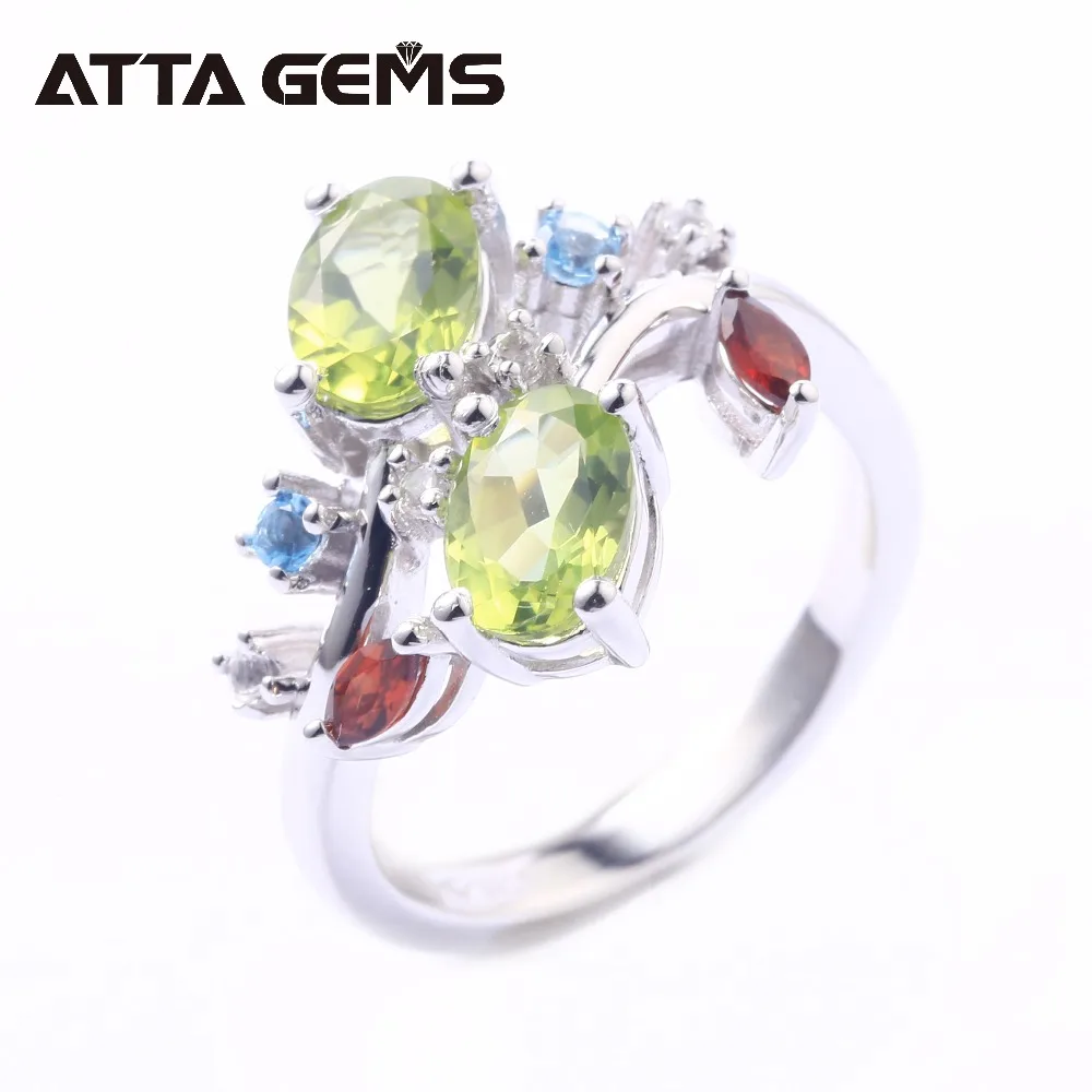 

Natural Peridot Solid Silver Women's Ring Wedding Anniversary Band 2.3 Carats Natural Peridot Birthstone Trendy Style for Lady
