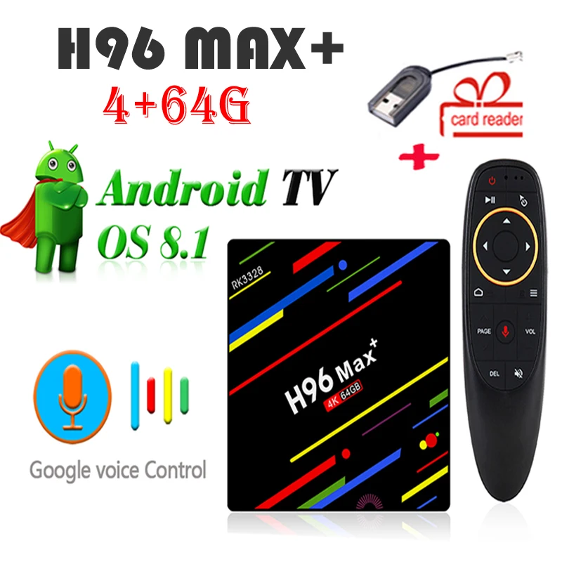 

H96 Max Plus android 8.1 tv box VOICE control 4G+64G 4K Quad Core RK3328 media player 2.4G/5G WIFI set top box
