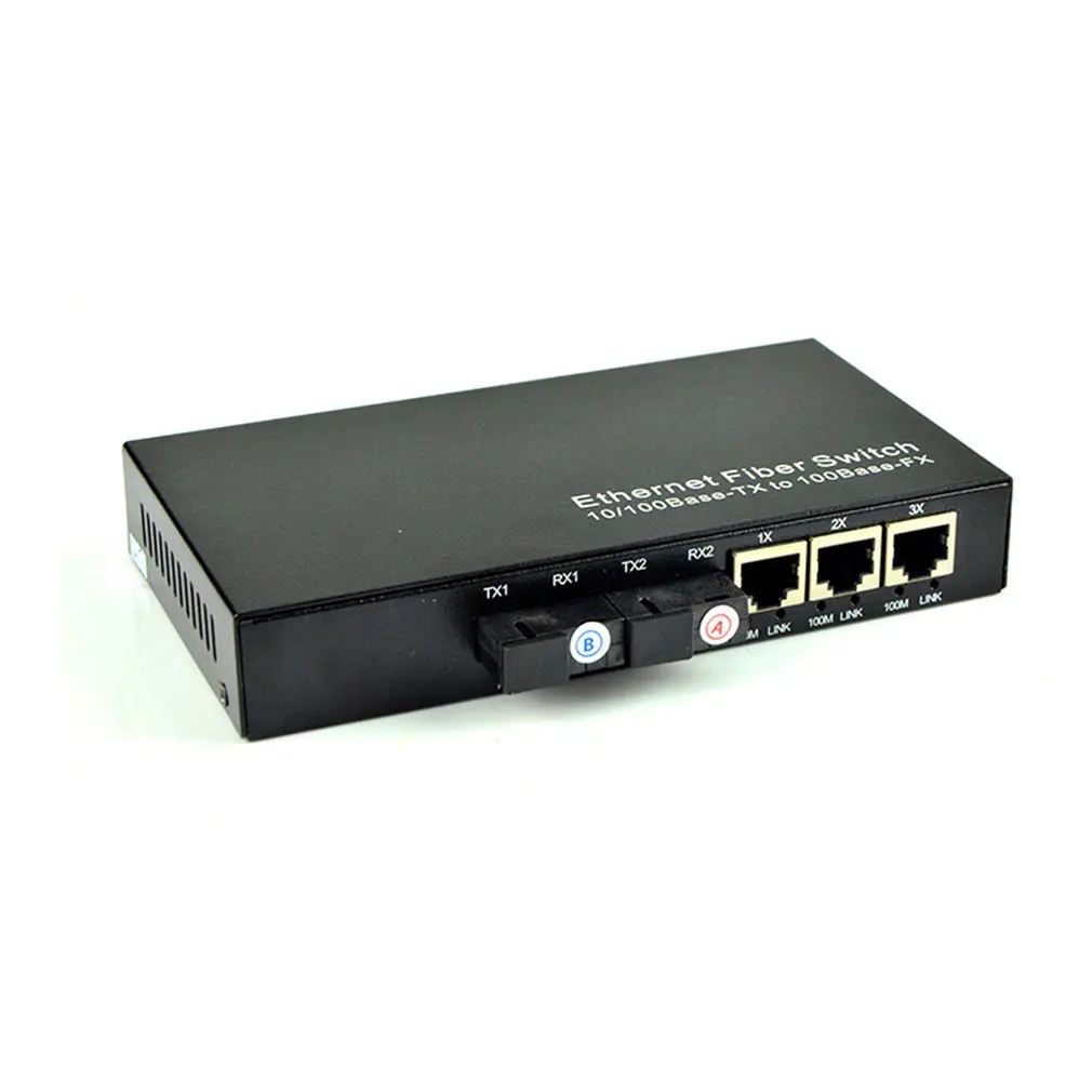 

10/100M Fast Ethernet switch Converter 25KM Ethernet Fiber Optical Media Converter Single Mode 3 RJ45 and 2 SC fiber