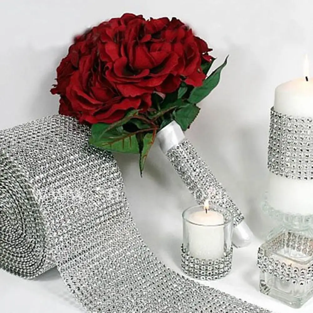 

1 Yard/Roll Glitter Charming Diamond Mesh Crystal Rhinestone Wedding Wrap Roll Sparkle Ribbon DIY Home Party Decro