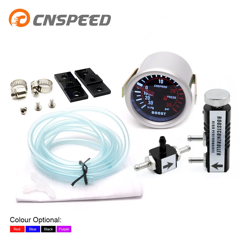 CNSPEED " 52 мм Автомобильный Дымок Лен турбо Boost Gauge PSI/in. Hg с автоматическим регулируемым контроллером Boost Kit 1-30 PSI