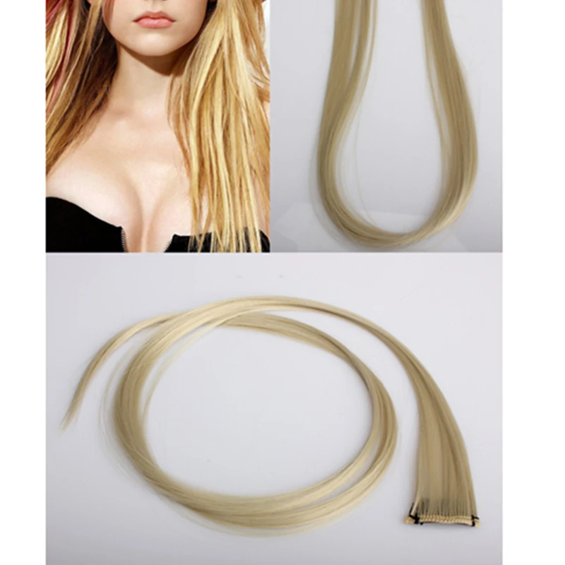 

Light Blonde Long Punk Clip On Hair Straight Extensions KG66