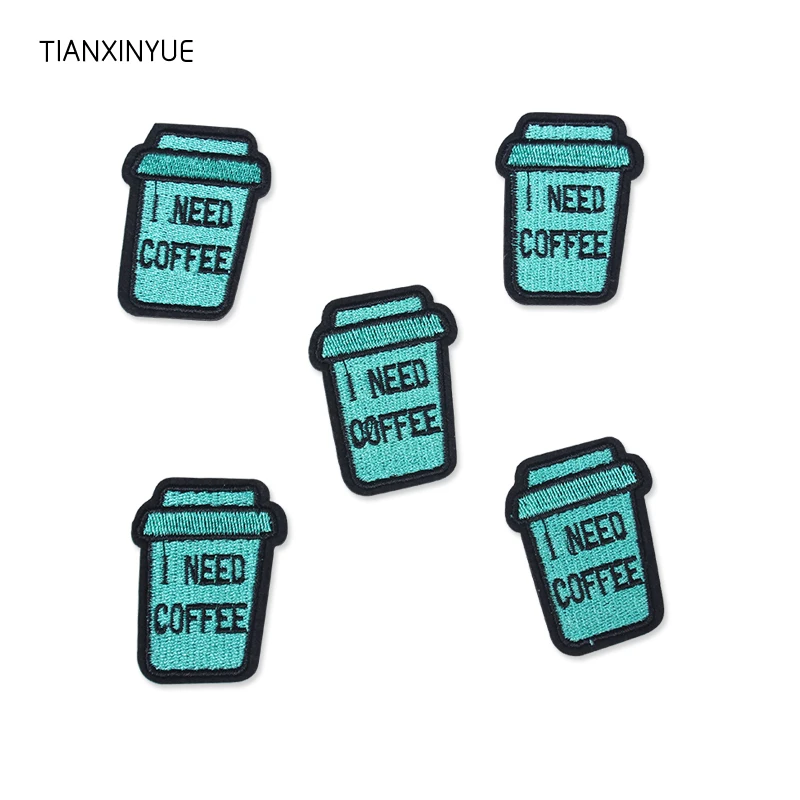 TIANXINYUE Coffee cup patch Embroidered Iron On Badges Patches For