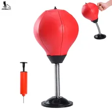 

RUNACC Desktop Punching Ball Suction Freestanding Reflex Boxing Bag Punching Pedestal Ball With Free Inflator Red