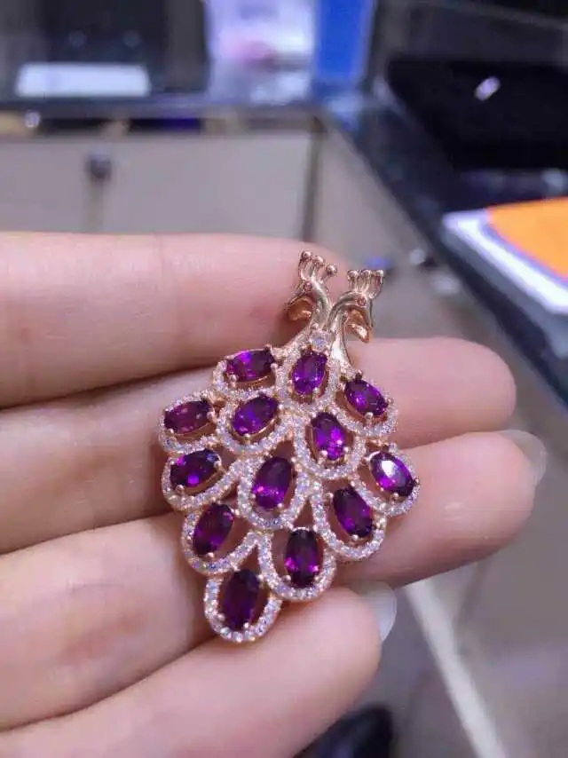  Saphir bleu naturel pendentif grenat rouge naturel pendentif collier 925 argent sterling élégant Co