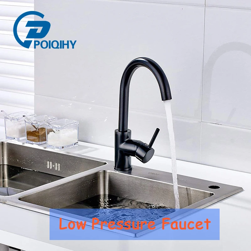 

POIQIHY Low pressure kitchen tap rotatable black sink mixer faucet Simple and practical wild kitchen faucet