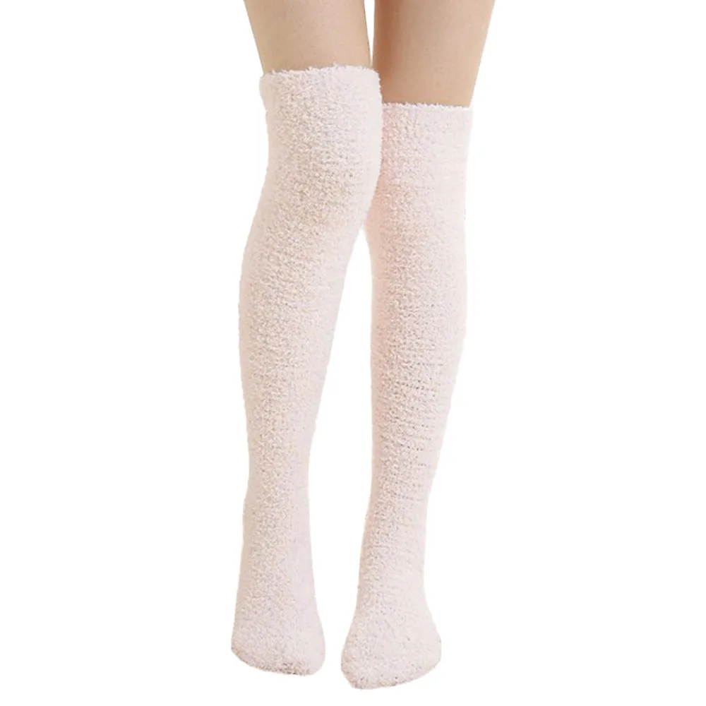 Теплые длинные носки выше колена из флиса с вышивкой для женщин и девочек