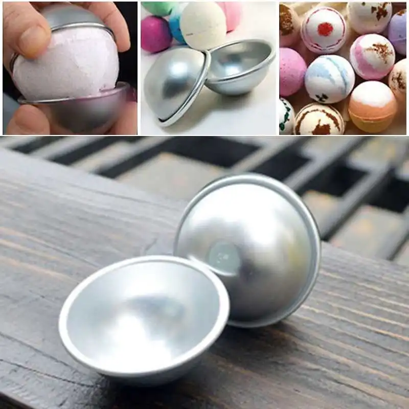 

Hot Sale 10pcs/set 3D Aluminum Alloy Ball Sphere Bath Bomb Mold Cake Puddings Pan Tin Baking Pastry Mould 3 Size